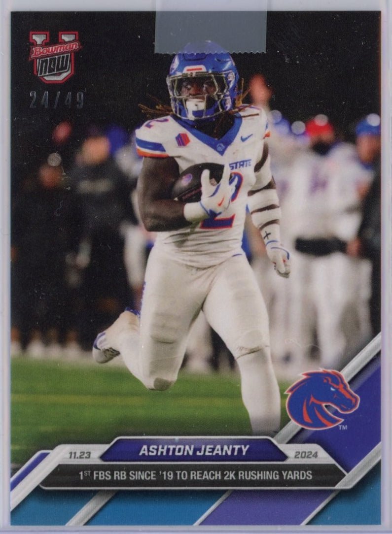 2024 Topps Bowman U Now Ashton Jeanty #48 Blue #/49 Boise State Broncos Rookie RC Football Card