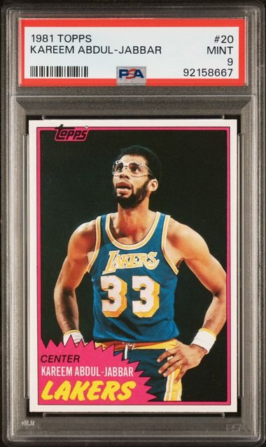 Graded 1981 Topps Kareem Abdul-Jabbar #20 Basketball Card PSA 9 Mint