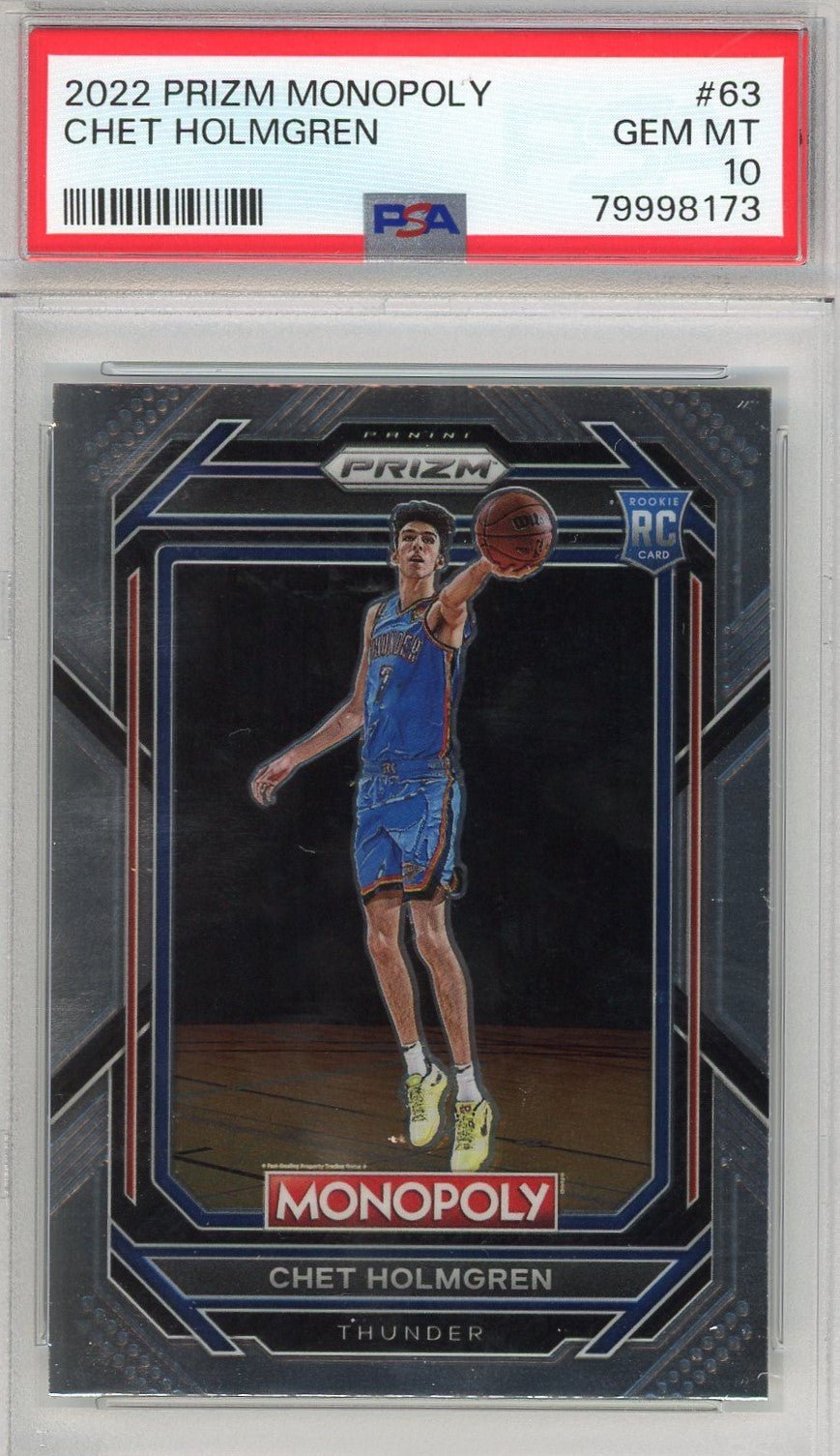 Graded 2022 Panini Prizm Monopoly Chet Holmgren #63 Rookie RC Basketball Card PSA 10 Gem Mint