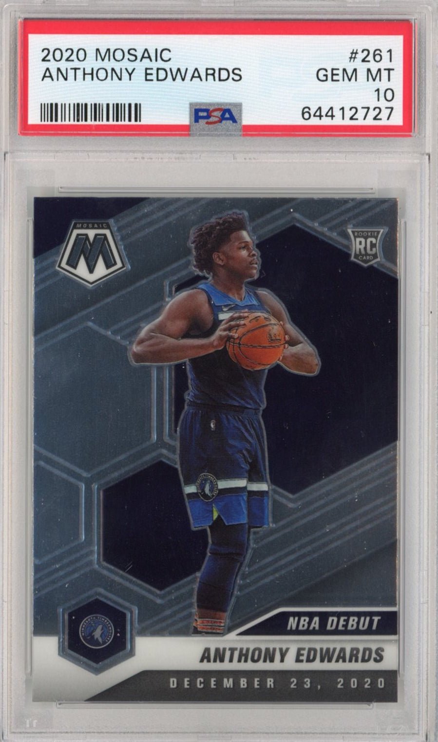 Graded 2020-21 Panini Mosaic Anthony Edwards #261 Rookie RC Basketball Card PSA 10 Gem Mint