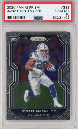 Graded 2020 Panini Prizm Jonathan Taylor #332 Rookie RC Football Card PSA 10 Gem Mint