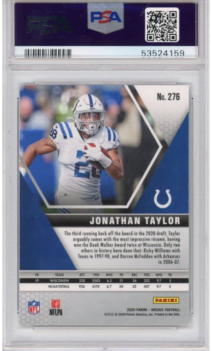 Graded 2020 Panini Mosaic Jonathan Taylor #276 Rookie RC Football Card PSA 10 Gem Mint