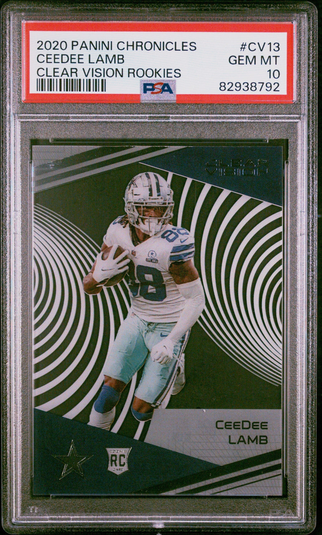 Graded 2020 Panini Chronicles CeeDee Lamb #CV13 Clear Vision Rookies Rookie RC Football Card PSA 10 Gem Mint