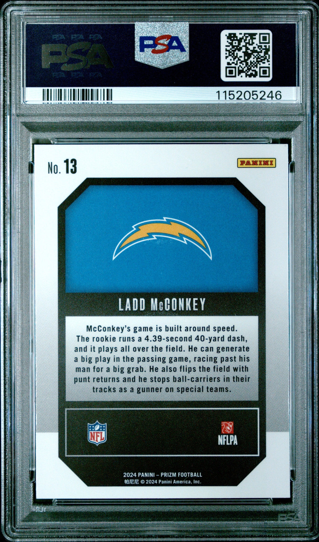 Graded 2024 Panini Prizm Ladd McConkey #13 Emergent RC Football Card PSA 10 Gem Mint
