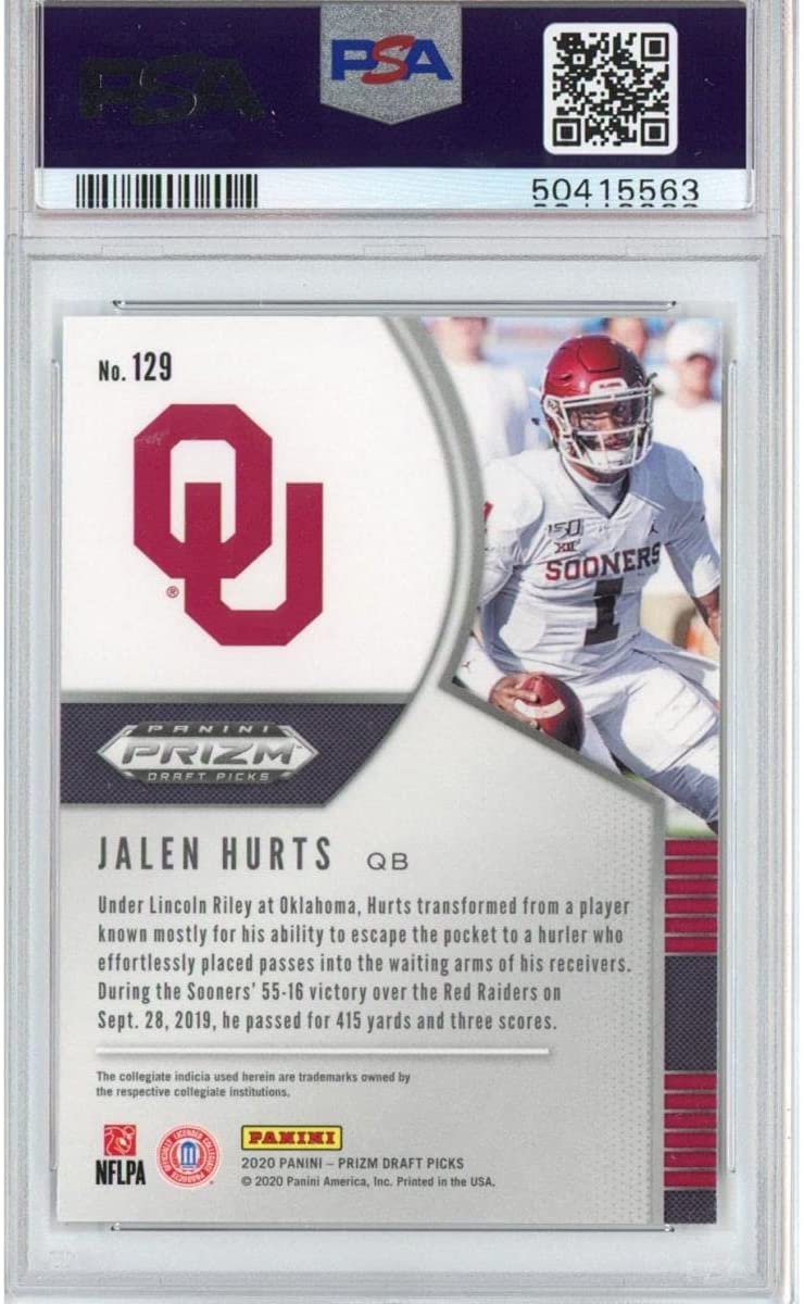 Graded 2020 Panini Prizm Draft Picks DP Jalen Hurts #129 Rookie RC Football Card PSA 10 Gem Mint