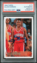 Graded 1996 Topps Allen Iverson #171 Rookie RC Basketball Card PSA 10 Auto Grade Gem Mint