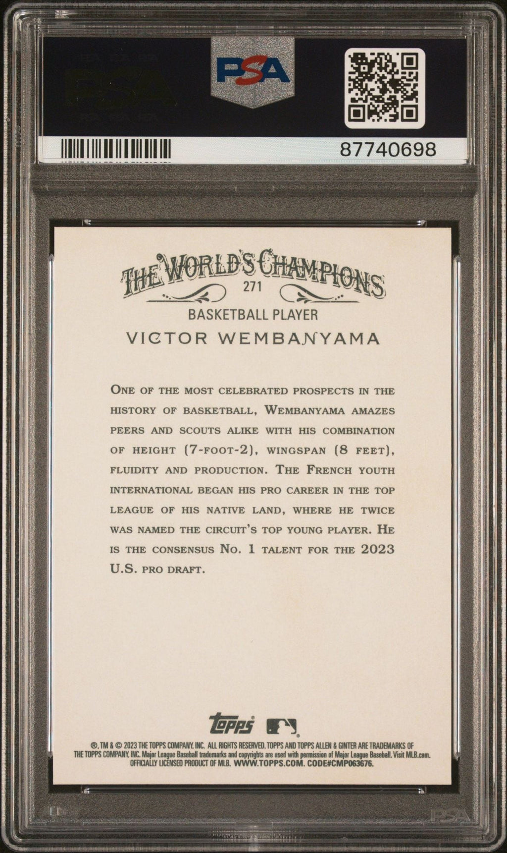 Graded 2023 Topps Allen & Ginter Victor Wembanyama #271 Rookie RC Basketball Card PSA 10 Gem Mint