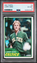 Graded 1981 Topps Larry Bird #4 2nd Year Basketball Card PSA 6 EX-MT