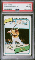 Graded 1980 Topps Rickey Henderson #482 Rookie RC Baseball Card PSA 6 EX-MT