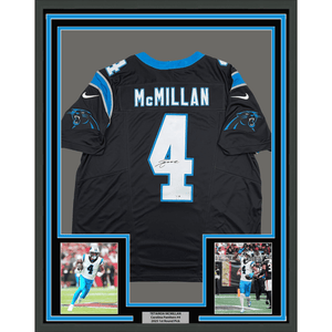 Framed Autographed/Signed Tetairoa McMillan 35x39 Carolina Panthers Black Authentic Football Jersey Fanatics COA