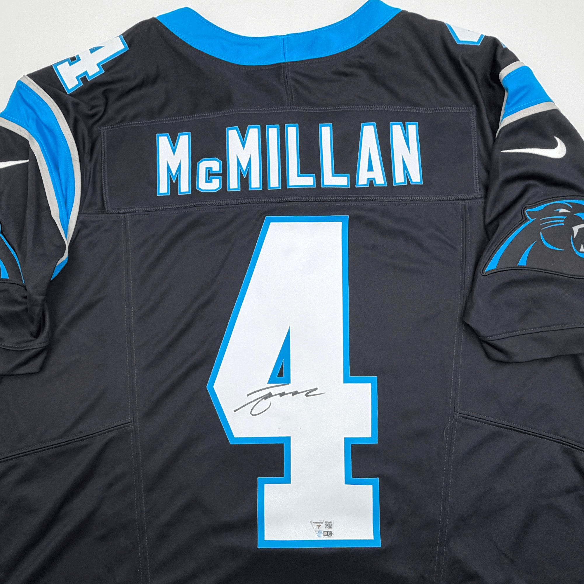 Autographed/Signed Tetairoa McMillan Carolina Panthers Black Authentic Football Jersey Fanatics COA
