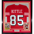 Framed Autographed/Signed George Kittle 35x39 San Francisco Red Alternate Football Jersey Beckett BAS COA
