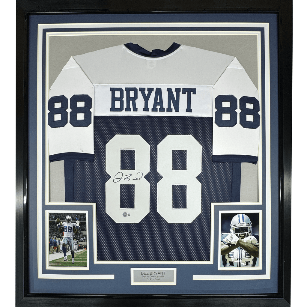 Framed Autographed/Signed Dez Bryant 35x39 Dallas Thanksgiving Day Football Jersey Beckett BAS COA