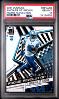 Graded 2021 Panini Donruss Amon-Ra St. Brown #REVASB Rookie Revolution Rookie RC Football Card PSA 10 Gem Mint