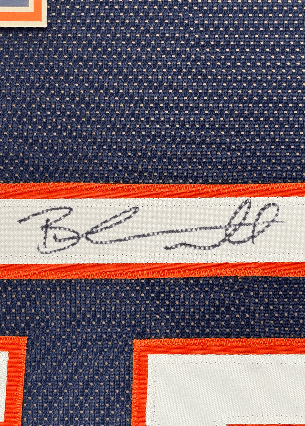 Framed Autographed/Signed Brandon Marshall 35x39 Chicago Blue Football Jersey Beckett BAS COA