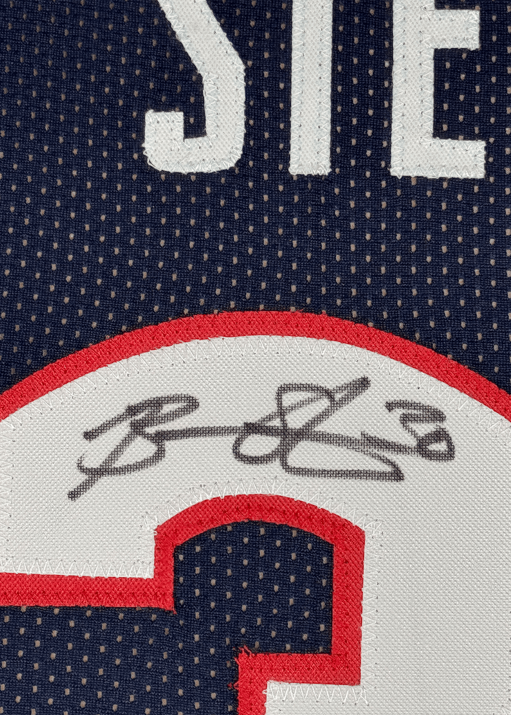 Framed Autographed/Signed Breanna Stewart 35x39 UConn Connecticut Blue College Basketball Jersey JSA COA