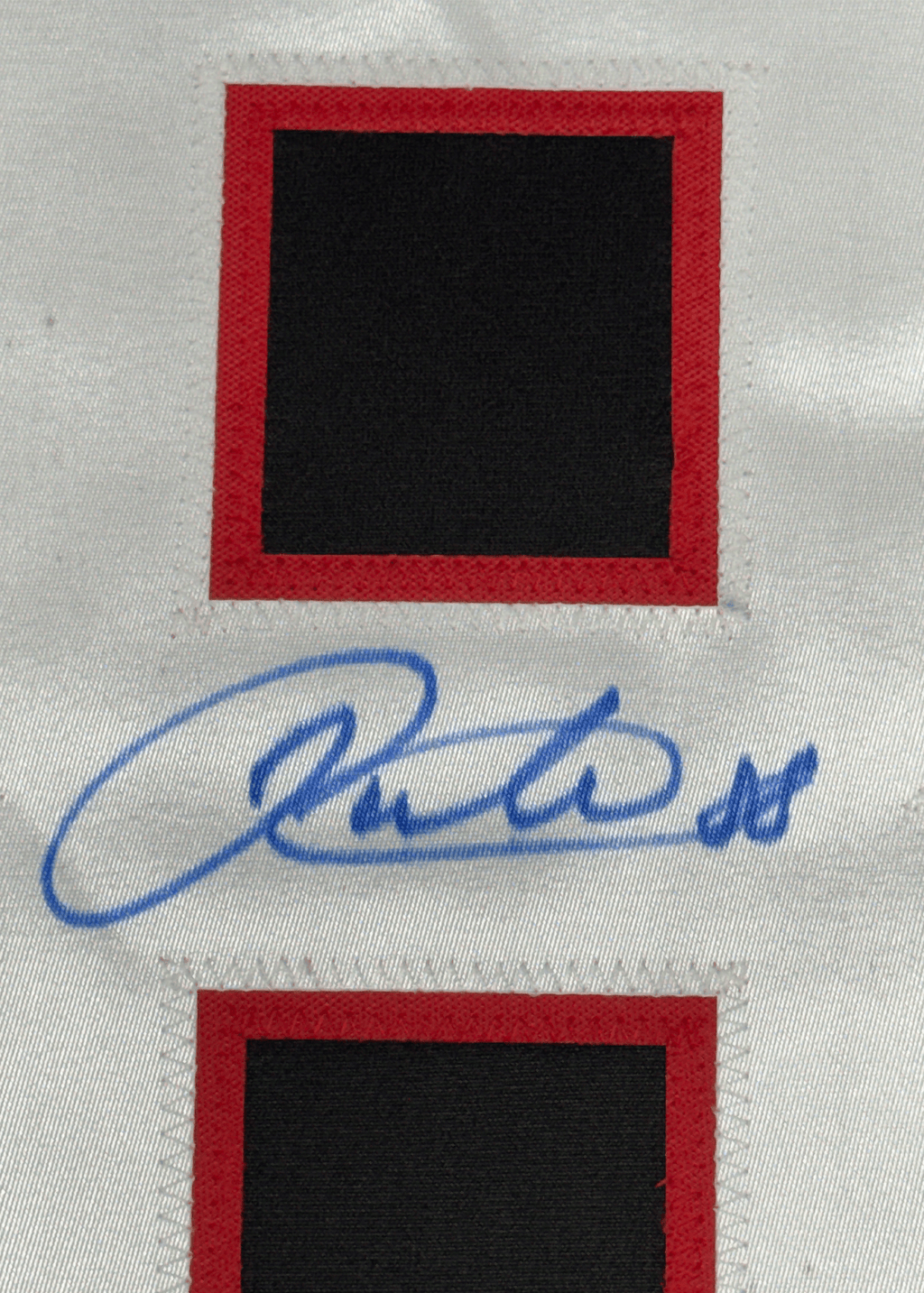 Framed Autographed/Signed Patrick Kane 35x39 Chicago Black Hockey Jersey JSA COA