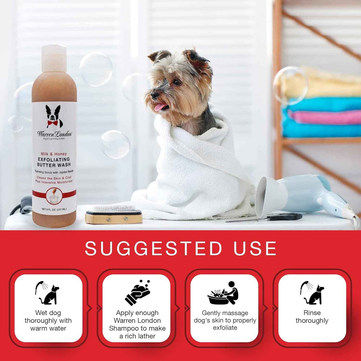 Warren London Dog Shampoo & Conditioner Combo Detangler 8oz