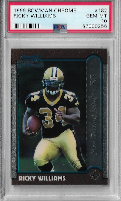 Graded 1999 Bowman Chrome Ricky Williams #182 Rookie RC Football Card PSA 10 Gem Mint