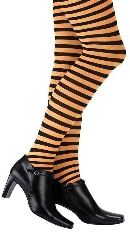 Orange and Black Striped Adult Pantyhose