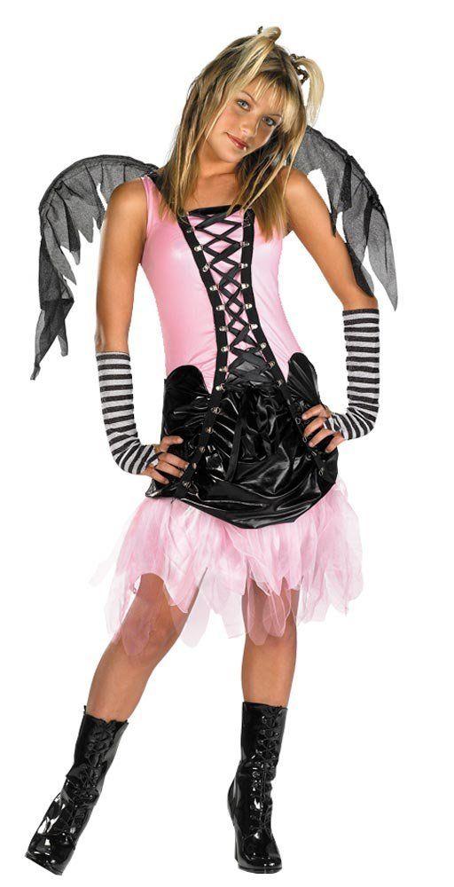 Gothic Graveyard Fairy Child Costume Pink and Black Teen XL 14-16