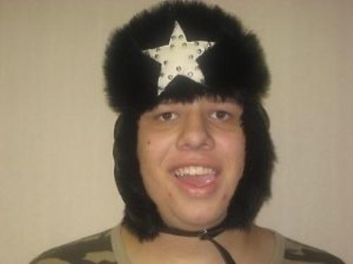 Winter  Black Bomber Hat with Black Fur and White Star