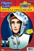 Pilgrim Lady Instant Disguise Costume Hat Collar Shoe Buckles Kit Thanksgiving