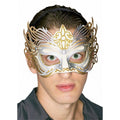 Gold & Silver Filigree Venetian Mardi Gras Eye Mask on a Headband