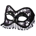 Venetian Style Black Masquerade Lace Half Mask with Sequins and Beads 58653