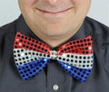 Red Silver and Blue Glitz 'N Gleam Sequin Bow Tie Costume Accessory 4th of July