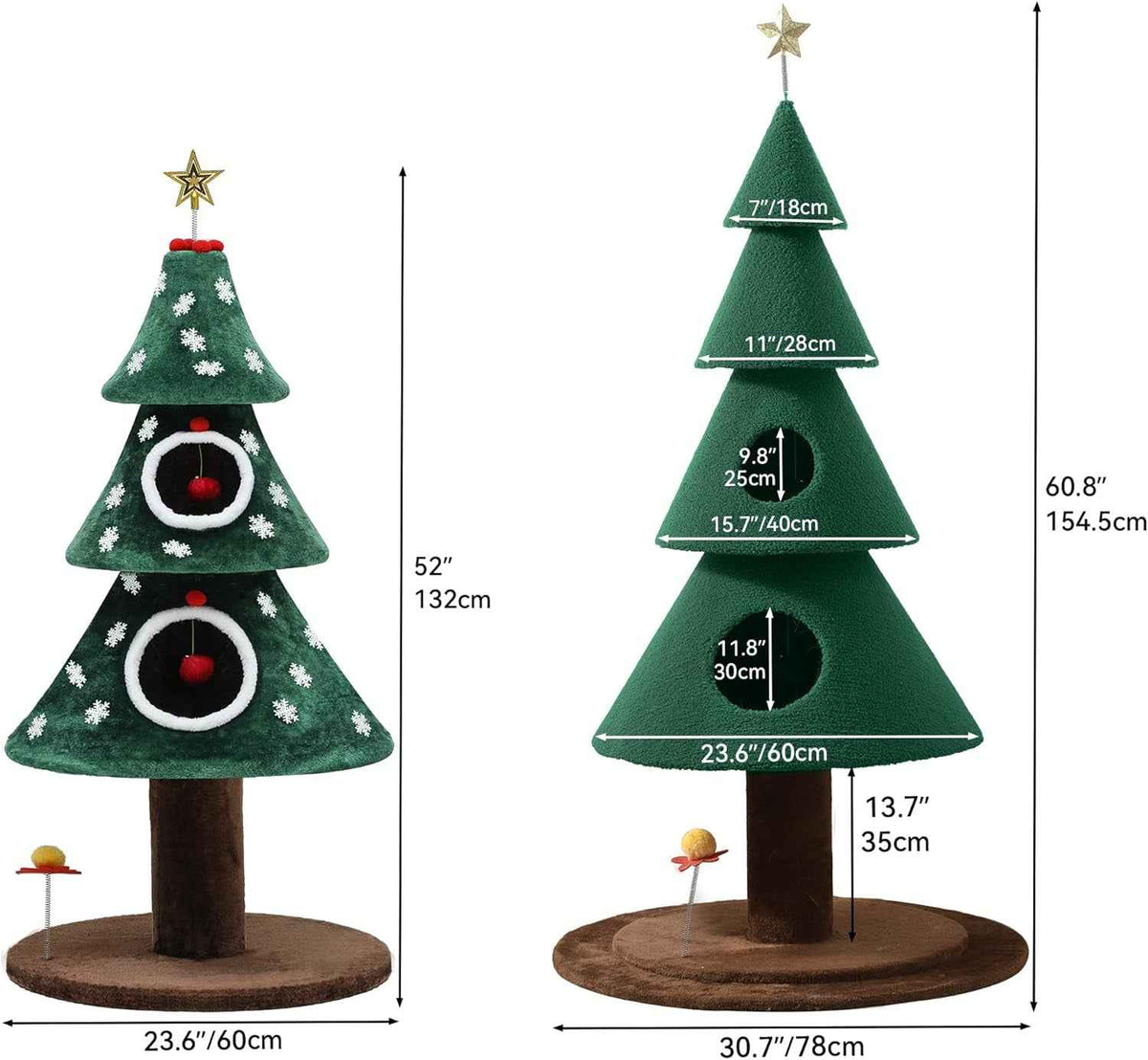 Christmas Cat Tower with 2 Enclosed Houses – 60 & 63 in
