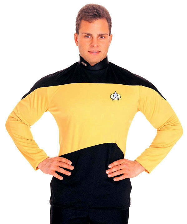 Star Trek: The Next Generation Gold Uniform Adult Costume Shirt Size Medium