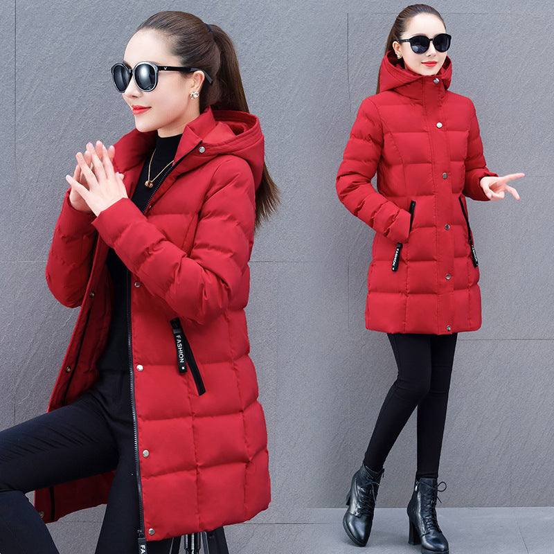 Womens Mid-length Hooded Down Coat