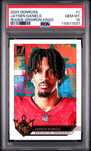 Graded 2024 Panini Donruss Jayden Daniels #1 Rookie Gridiron Kings Rookie RC Football Card PSA 10 Gem Mint