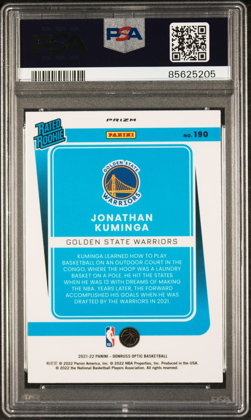 Graded 2021 Panini Donruss Optic Jonathan Kuminga #190 Fanatics Box Set Rookie RC Basketball Card PSA 10 Gem Mint
