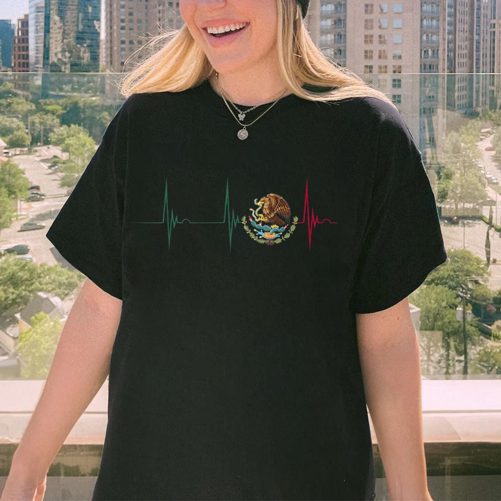 Mexico Heartbeat Heritage T-Shirt – Iconic Mexican Pride Graphic Tee, Premium 100% Cotton Viva Mexico Pulse Top, Made in USA