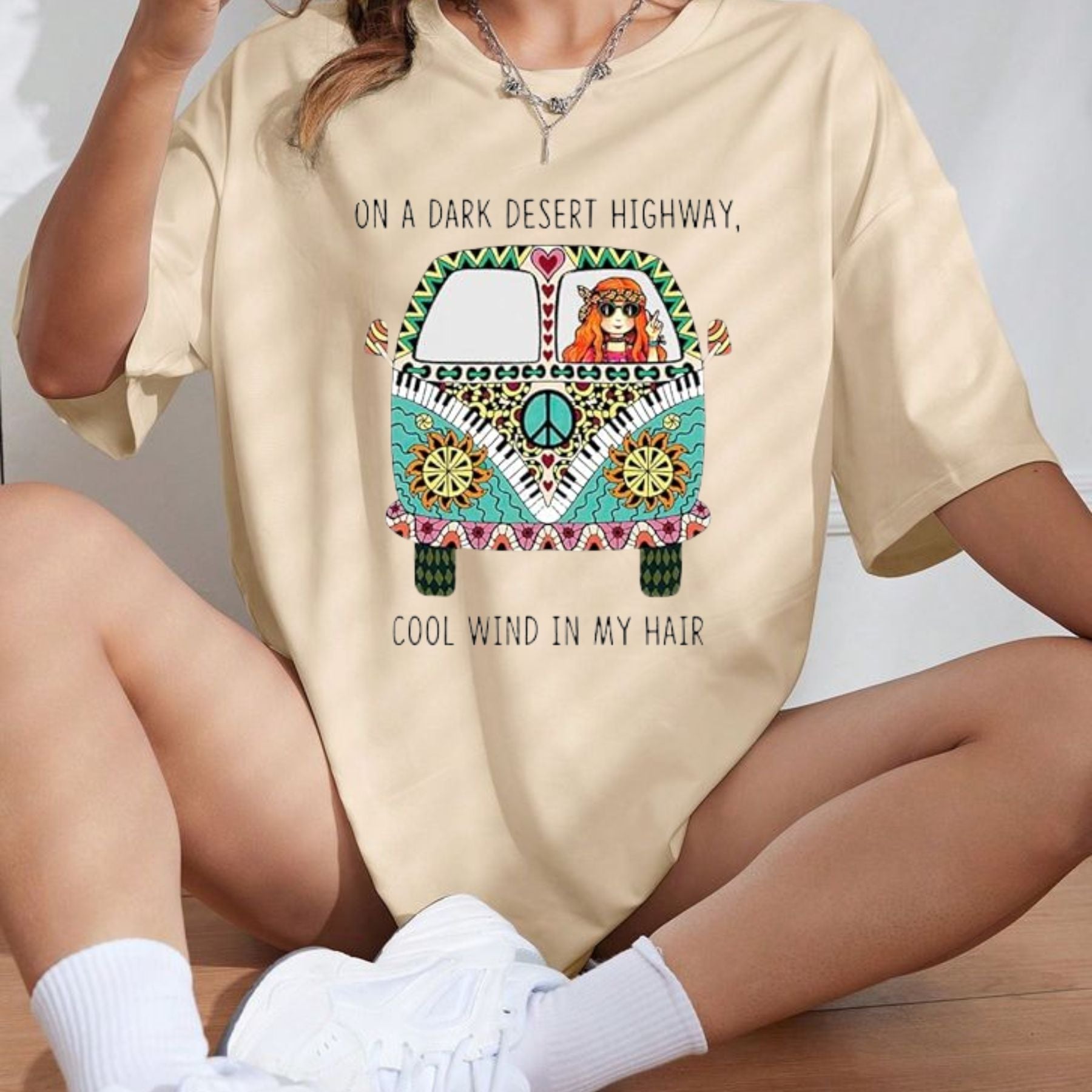 Vibrant Bohemian Graphic T-Shirt – Retro Boho Chic Artistic Tee, Premium 100% Cotton Colorful Mandala Top, Made in USA