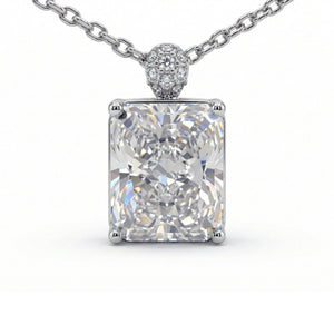 5CT (10mm) Radiant Cut Moissanite Diamond Necklace
