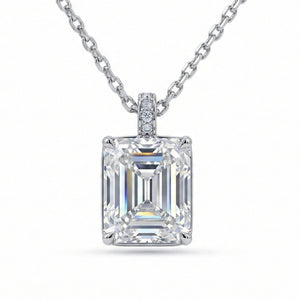 5.5CT (11mm) Emerald Cut Moissanite Diamond Necklace