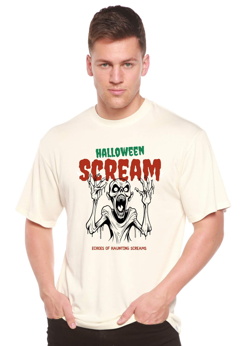 Halloween Scream Men's Bamboo Viscose/Organic Cotton Short Sleeve Graphic T-Shirt