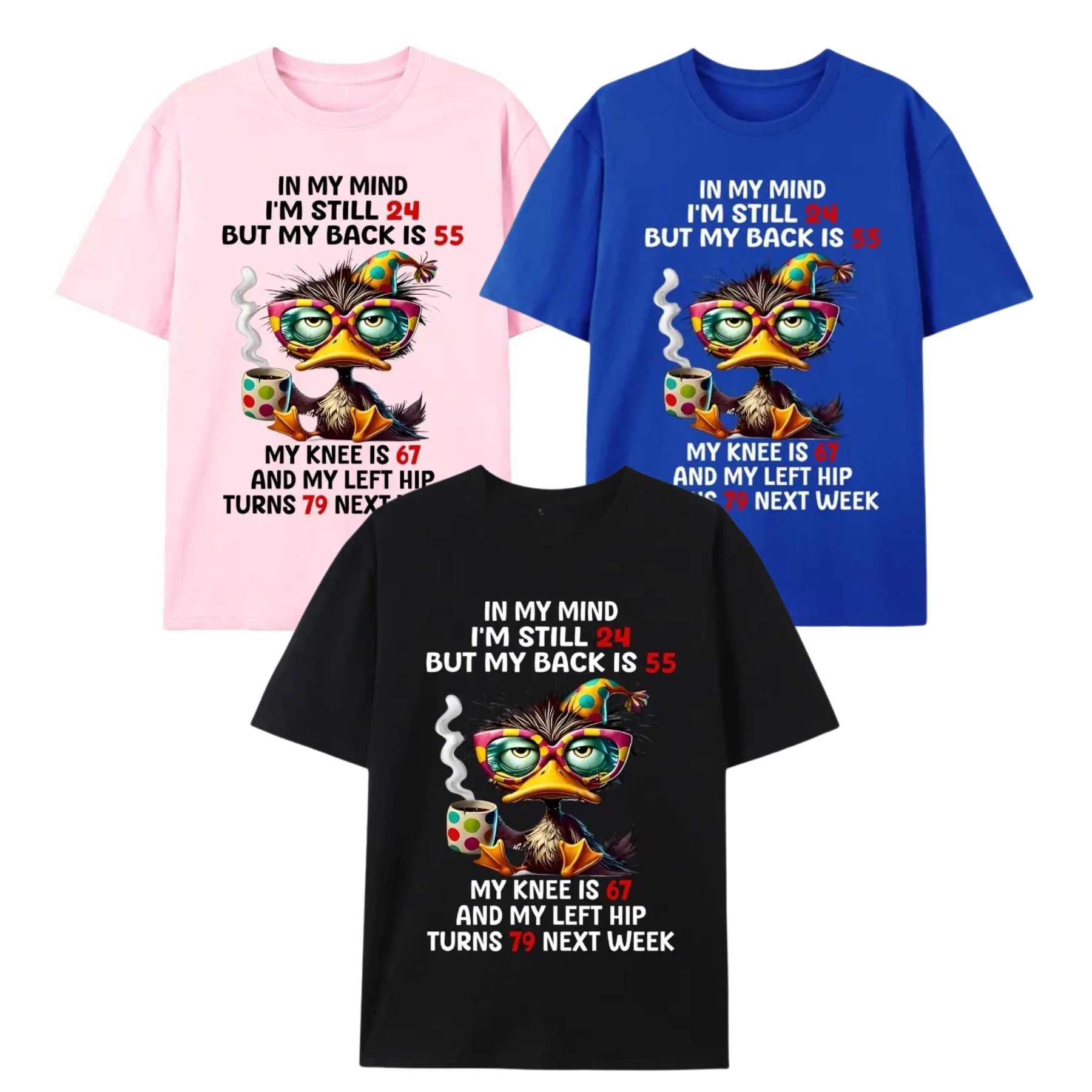 "In My Mind I'm 24, My Back Is 55" Funny T-Shirt – Relatable Aging Humor Graphic Tee, Premium 100% Cotton Sarcastic Dad Top, Made in USA