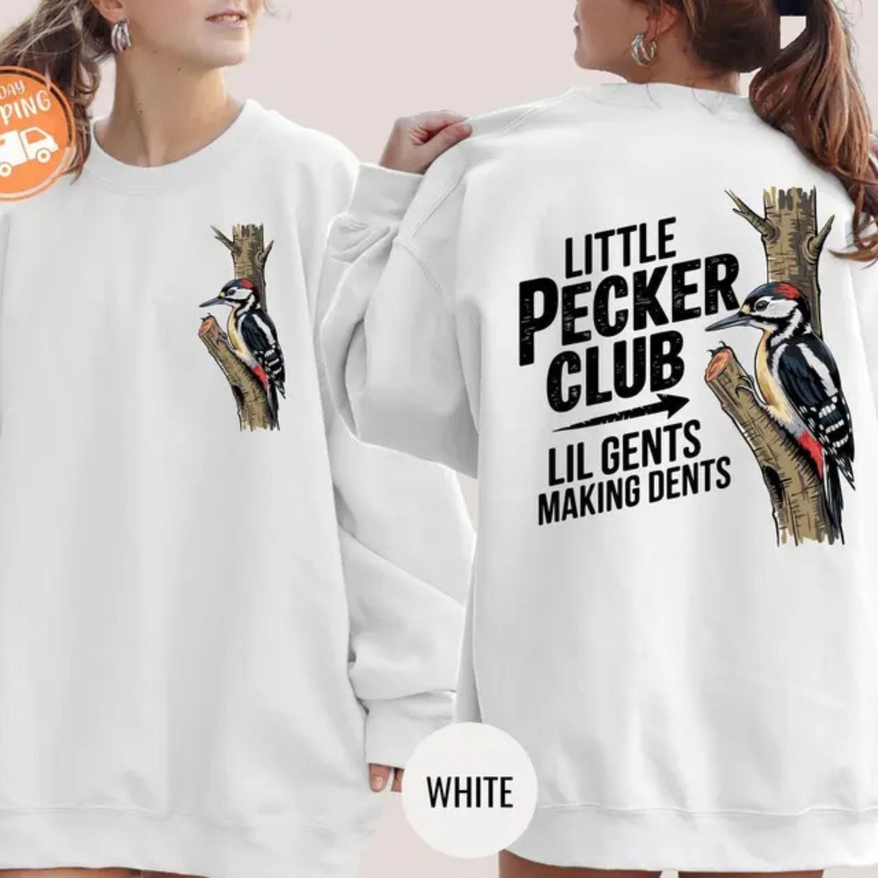 Little Pecker Club Sweatshirt – Lil Gents Making Dents Crewneck, Funny Boy Mom Pullover, Retro Woodpecker Graphic Jumper