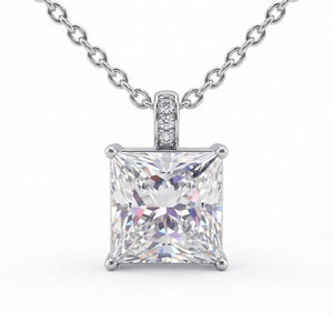5CT (10mm) Princess Cut Moissanite Diamond Necklace