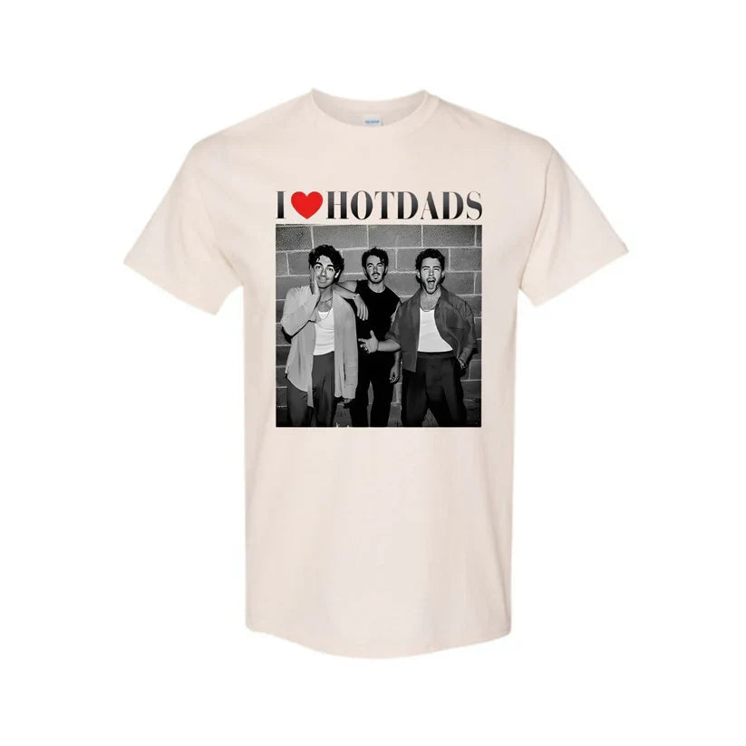 Funny "I Love Hot Dads" Jonas Siblings Shirt