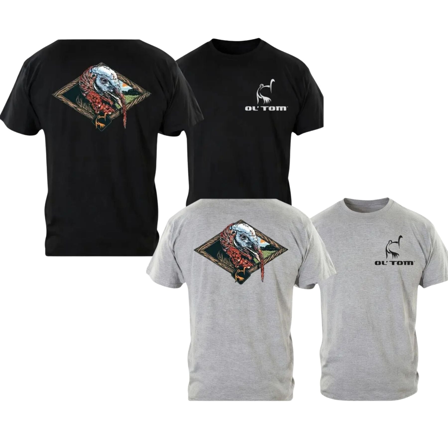 Ol’ Tom Wild Turkey Hunting T-Shirt – Vintage Wildlife Graphic Tee, Premium 100% Cotton Hunter Gift Idea, Made in USA