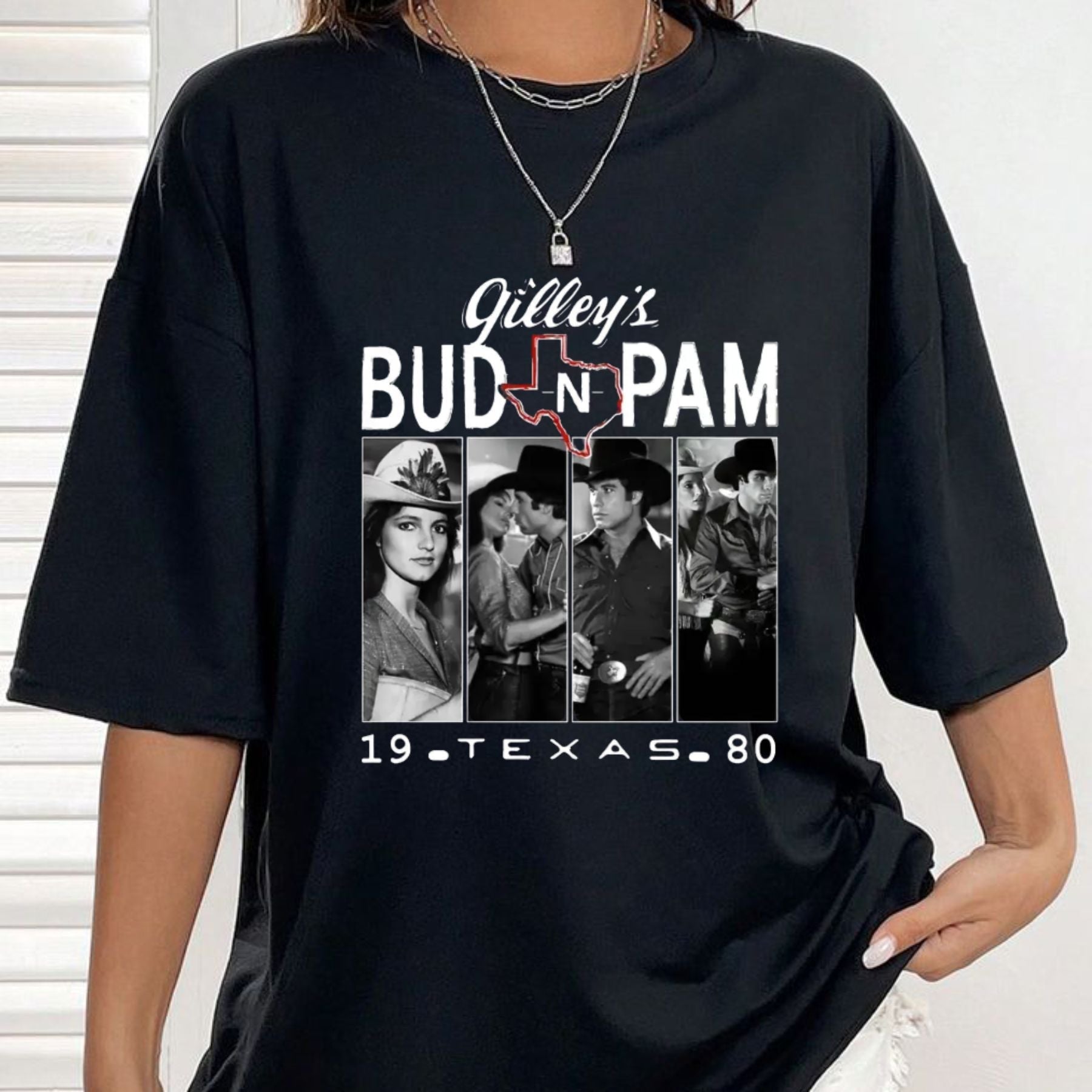 "Bud and Pam" Gilley's Texas T-Shirt – Urban Cowboy Retro Movie Graphic Tee, Premium 100% Cotton Honky-Tonk Top, Made in USA
