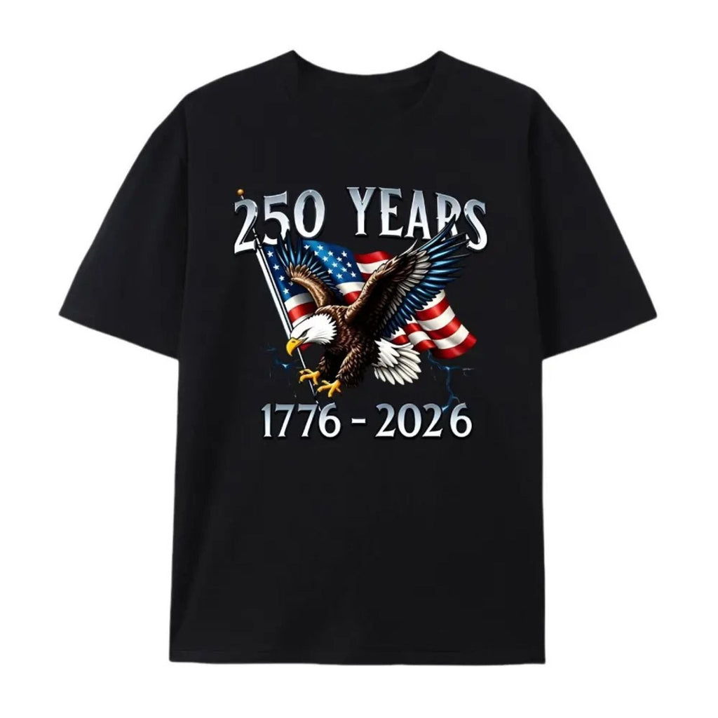 "250 Years of Liberty" T-Shirt – 1776–2026 Eagle & USA Flag Patriotic Graphic Tee, Unisex Cotton Shirt
