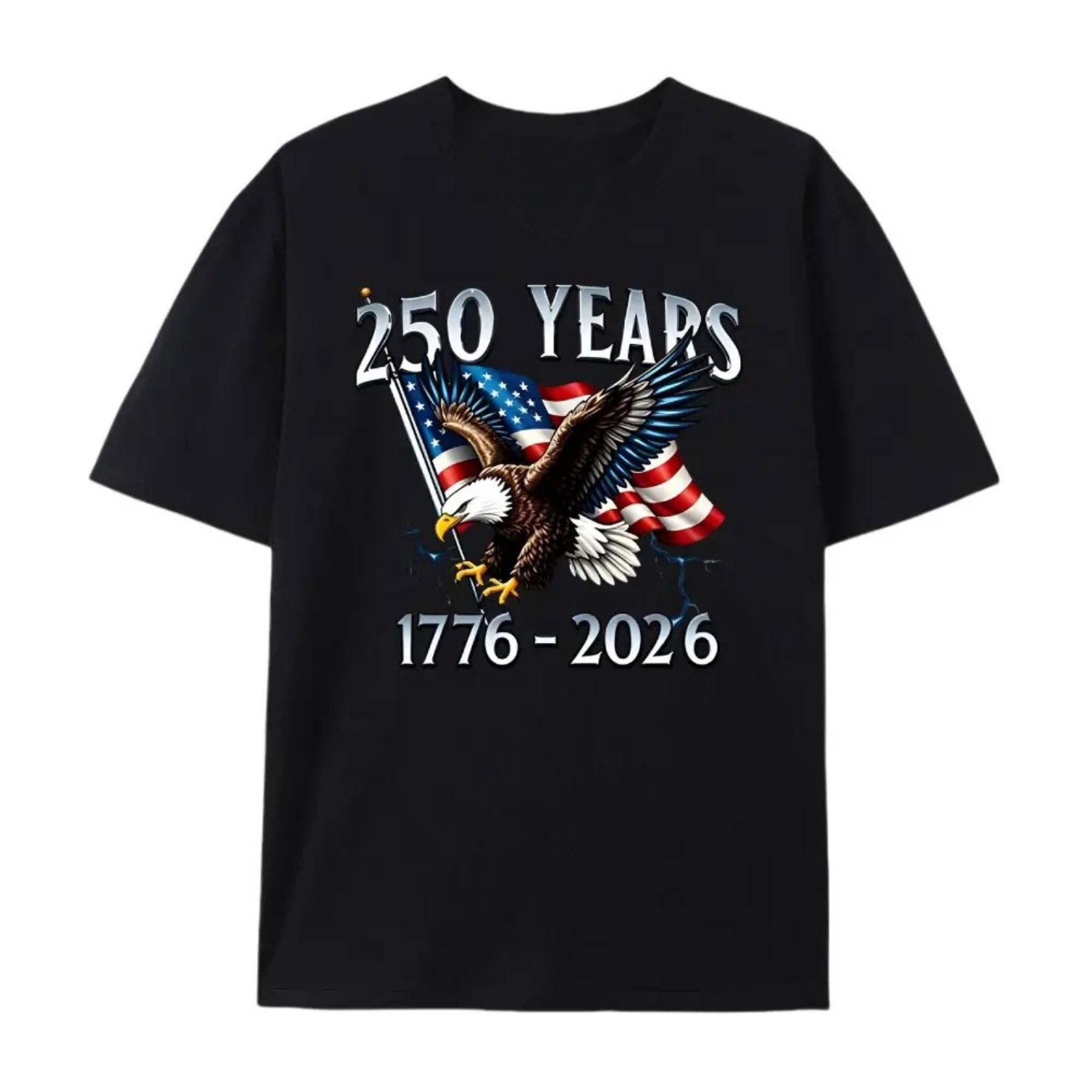 "250 Years of Liberty" T-Shirt – 1776–2026 Eagle & USA Flag Patriotic Graphic Tee, Unisex Cotton Shirt