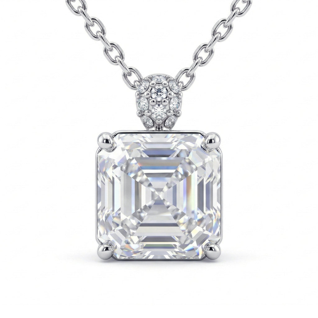 5CT (10mm) Asscher Cut Moissanite Diamond Necklace