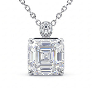 5CT (10mm) Asscher Cut Moissanite Diamond Necklace